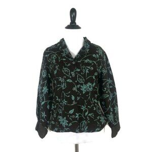 Transitions Women's Size 6 Blazer Silk-Linen Blend Casual Fit Brown Floral Print